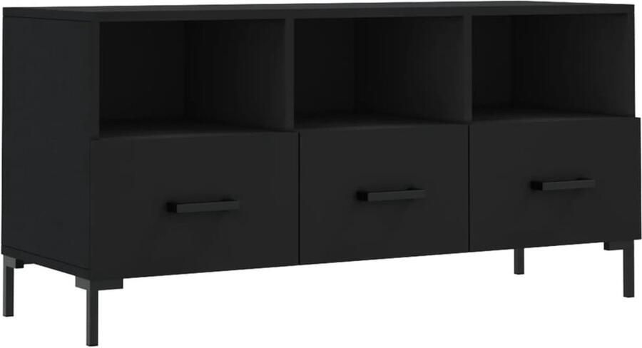 VidaXL Tv-meubel 102x36x50 cm Bewerkt hout Zwart Televisiekast Kast Mediakast Zwarte Kast Houten Kast Tv Meubel Tv Stand Salontafel