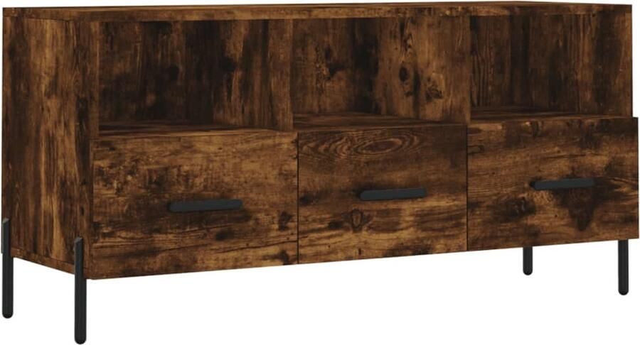 VidaXL Tv-meubel 102x36x50 cm Gerookt eiken Tv Meubel Houten Tv Kast Tv Stand Mediakast Opbergkast Bruine Tv Kast Gerookt Eiken