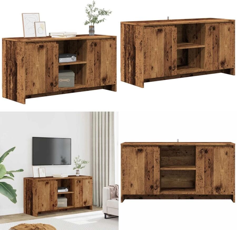 VidaXL Tv-meubel 102x37 5x52 5 cm bewerkt hout oud houtkleurig Tv-meubel Tv-meubels Tv-kast Hifi-kast