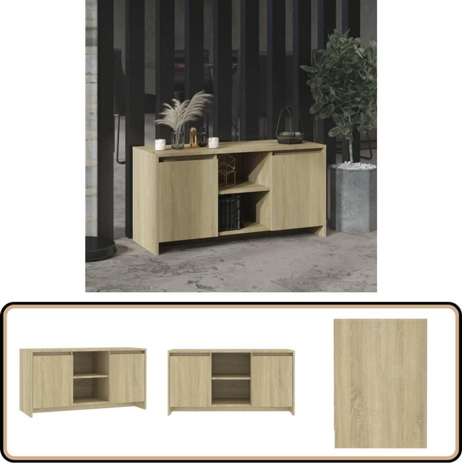 VidaXL Tv-meubel 102x37 5x52 5 cm Sonoma eikenhout Tv-meubel Tv-kast Salontafel Houten Tv-meubel Sonomane Eiken Opbergkast Media Kast Videokaartje