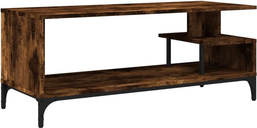VidaXL Tv-meubel 102x40x41 cm hout en gepoedercoat staal gerookt eiken