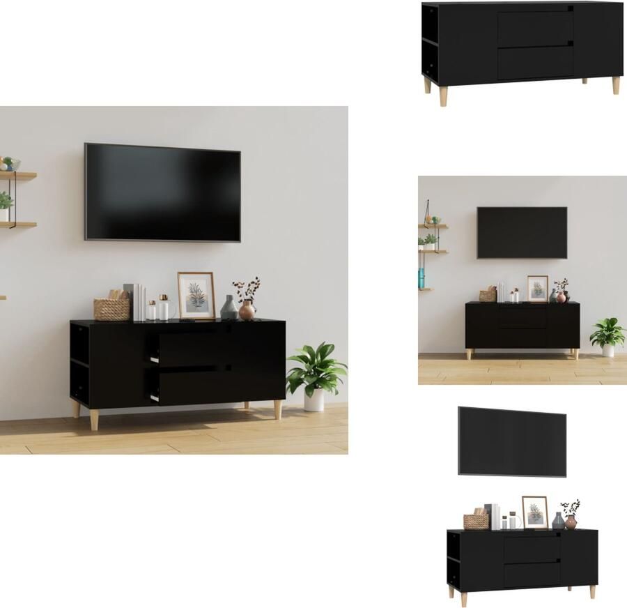 VidaXL Tv-kast Tv-kasten Tv-meubel Hifi-meubel Tv-meubel 102x44 5x50 cm bewerkt hout zwart - Foto 2