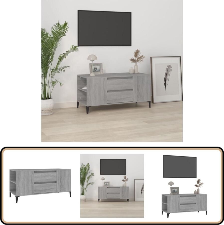 VidaXL Tv-meubel 102x44 5x50 cm Grijs Sonoma Eiken Tv-meubel Industrieel Tv-meubel Houten Tv-stand Grijze Tv-bank Salontafel Media Kast