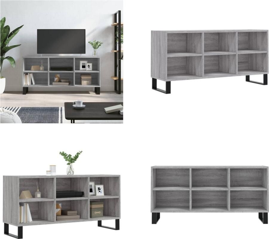 VidaXL Tv-meubel 103-5x30x50 cm bewerkt hout grijs sonoma eikenkleurig Tv-meubel Tv-meubelen Tv Kast Opbergkast - Foto 2