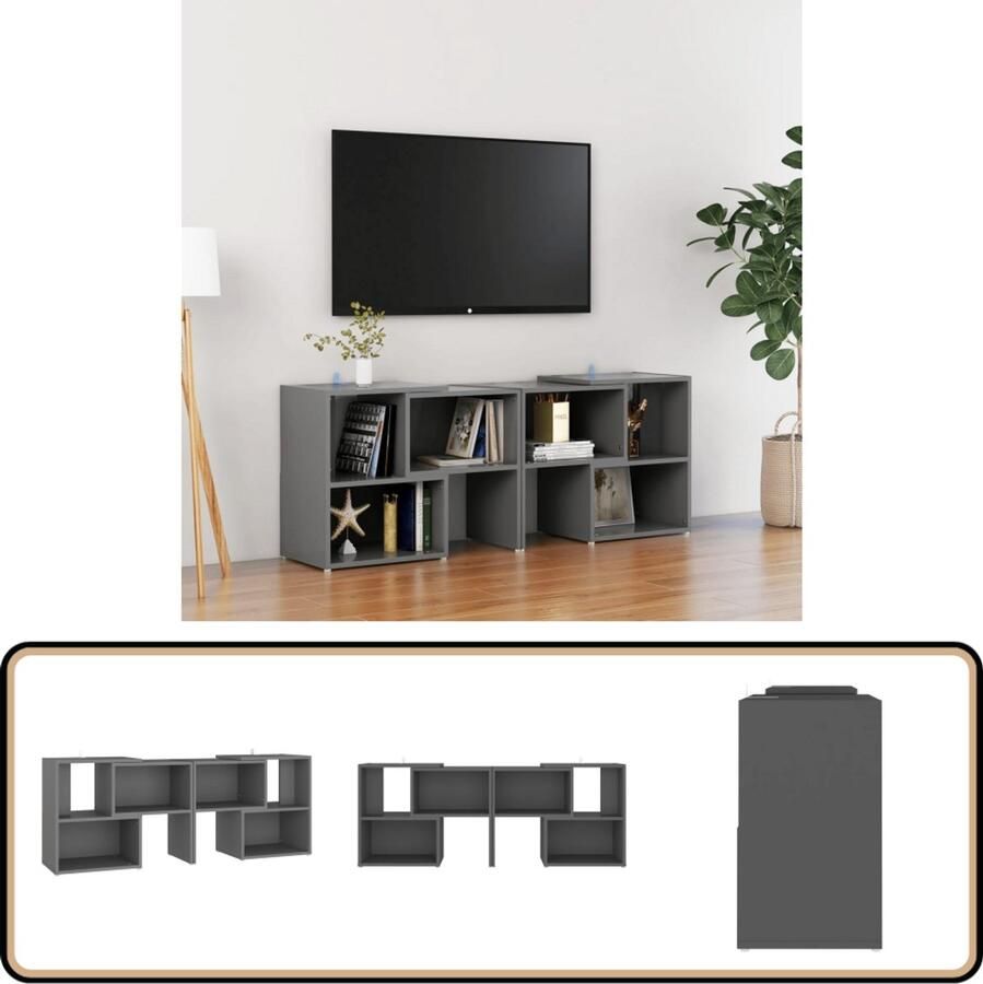 VidaXL Tv-meubel 104x30x52 cm Bewerkt hout Grijs Tv Kast Houten Tv Kast Grijze Tv Kast Tv Stand Media Kast