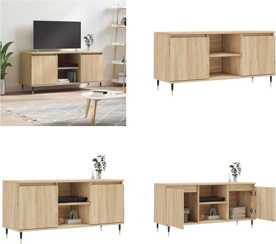 VidaXL Tv-meubel 104x35x50 cm bewerkt hout sonoma eikenkleurig Tv-meubel Tv-meubelen Tv Kast Opbergkast