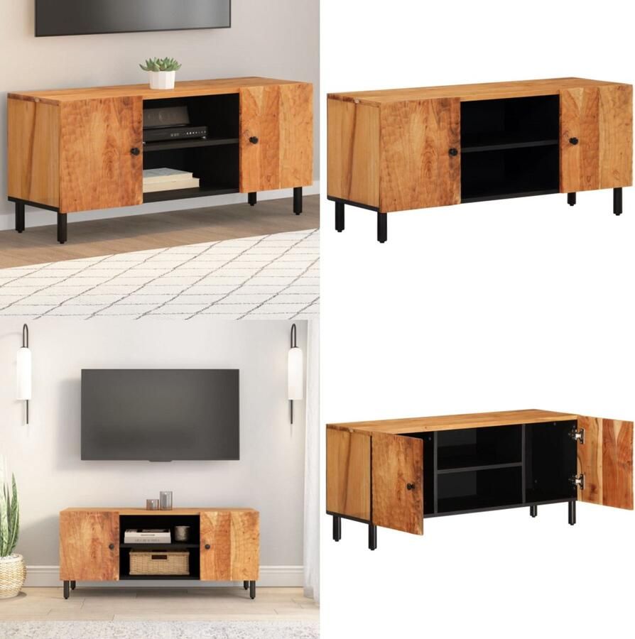 VidaXL Tv-meubel 105x33x46 cm massief acaciahout Tv-kast Tv-kasten Tv-meubel Met LED-verlichting