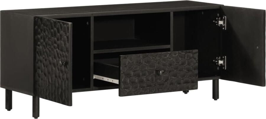 VidaXL Tv-meubel 105x33x46 cm Massief Mangohout Tv Kast Houten Tv Kast Mangohouten Tv Kast Zwart Tv Kast Salontafel