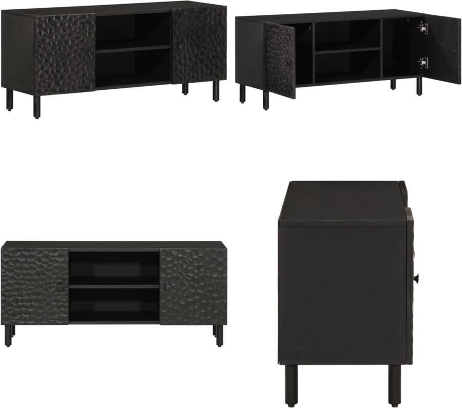 VidaXL Tv-meubel 105x33x46 cm massief mangohout zwart Tv-meubel Tv-meubelen Tv-standaard Televisiemeubel