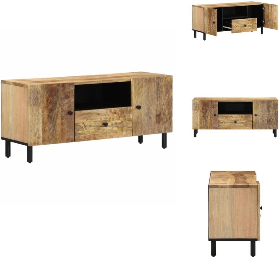 The Living Store Tv-meubel 105x33x46cm massief mangohout Tv Kast Mangohout Salontafel Living Room Furniture Houten Tv Stand