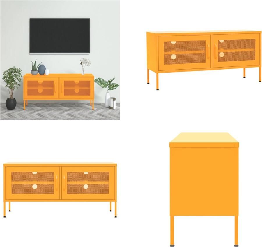 VidaXL Tv-meubel 105x35x50 cm staal mosterdgeel Tv-meubelset Tv-meubelsets Tv Meubelset Tv Meubelsets