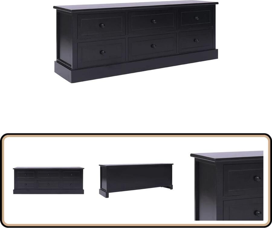 VidaXL Tv-meubel 108x30x40 cm Zwart Hout 6 Lades Televisie Tafel Tv Meubels Hout Tv Stand Zwarte Tv Kast Opbergkast Livingroom