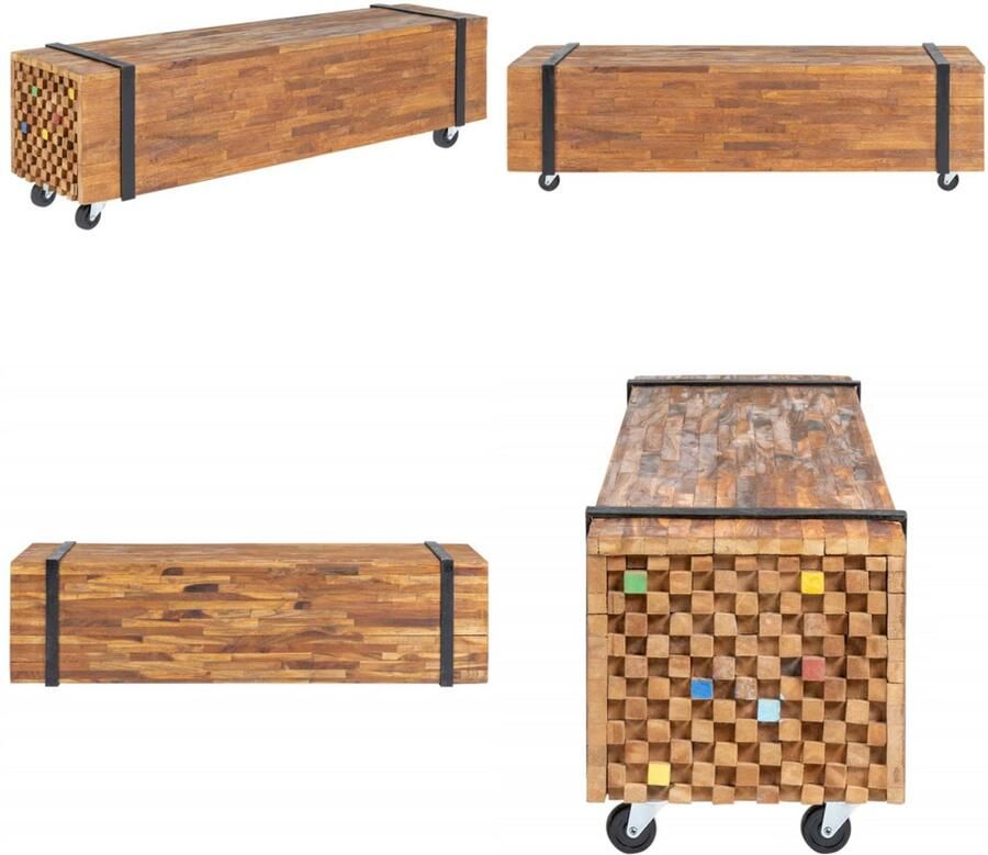 VidaXL Tv-meubel 110x30x32 5 cm massief teakhout Tv-standaard Tv-standaards Tv-meubel Tv-meubelen