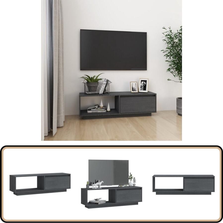 VidaXL Tv-meubel 110x30x33 5 cm Grenenhout Grijs Tv-meubel Houten Tv-meubel Grenenhout Tv-meubel Grijze Tv-standaard Tv-kast