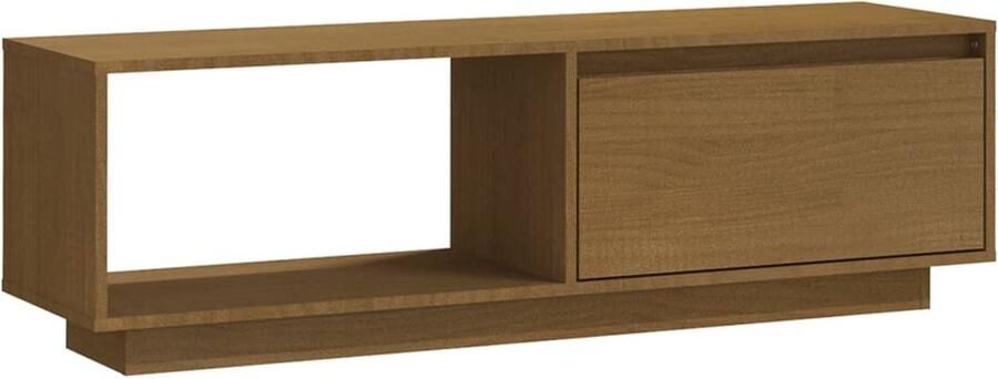 VidaXL Tv-meubel 110x30x33 5 cm Massief Grenenhout TV-meubel Hout Meubilair Grenoblehouten Meubelen Honingbruin Meubilair Livingroom Furniture Televisiekast Mediaca St Boekenplank Opslagmogelijkheden Woonaccessoires