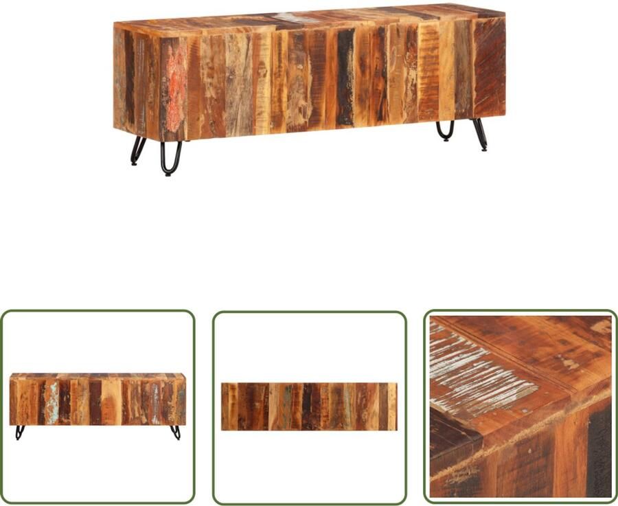 VidaXL Tv-meubel 110x30x40 cm Gerecycled hout Tv-kast Vintage Tv-kast Houten Tv-kast Multikleurige Tv-kast Retro Tv-kast Salontafel Bijzettafel Opslagruimte