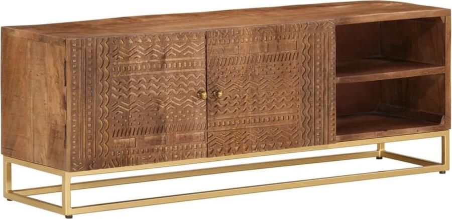 VidaXL Tv-meubel 110x30x40 cm Mangohout & IJzer