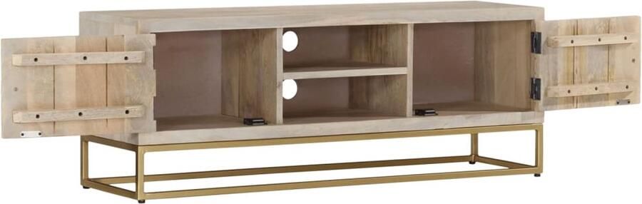 VidaXL Tv-meubel 110x30x40 cm Mangohout Goud Retro Tv-meubel Tv Kast Mangohouten Tv-stand Vintage Tv-meubel Salontafel Media-opbergkast Livingroom Furniture
