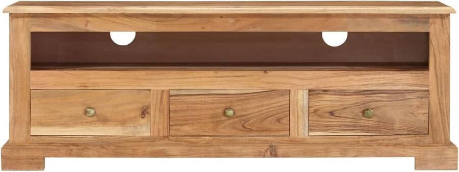 VidaXL Tv-meubel 110x30x40 cm Massief Acaciahout Tv-meubel Salontafel Houten Meubilair Acacia Hout Bruine Meubelen Modern Design Televisiebank Mediabox Opbergruimte Tv Kasten