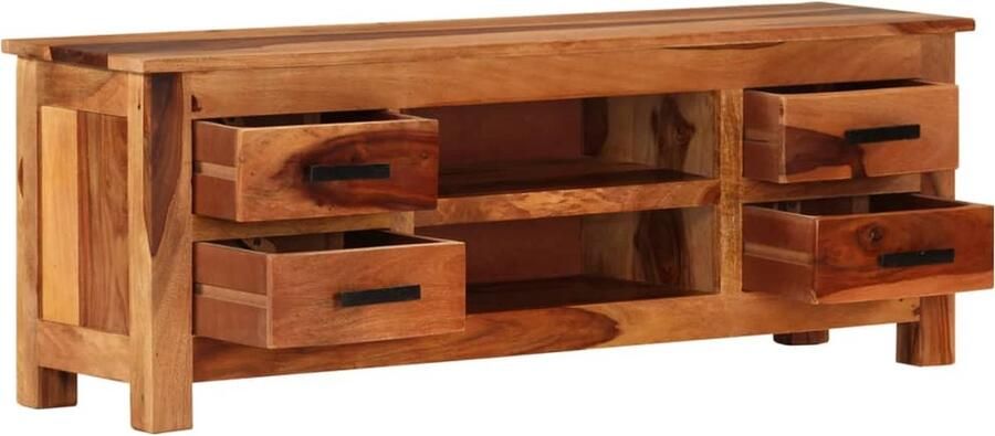VidaXL Tv-meubel 110x30x40 cm Massief hout Tv-kast Sheeshamhouten Meubilair Rustic Design Salontafel Woonkamerdecoratie Mediabox - Foto 2