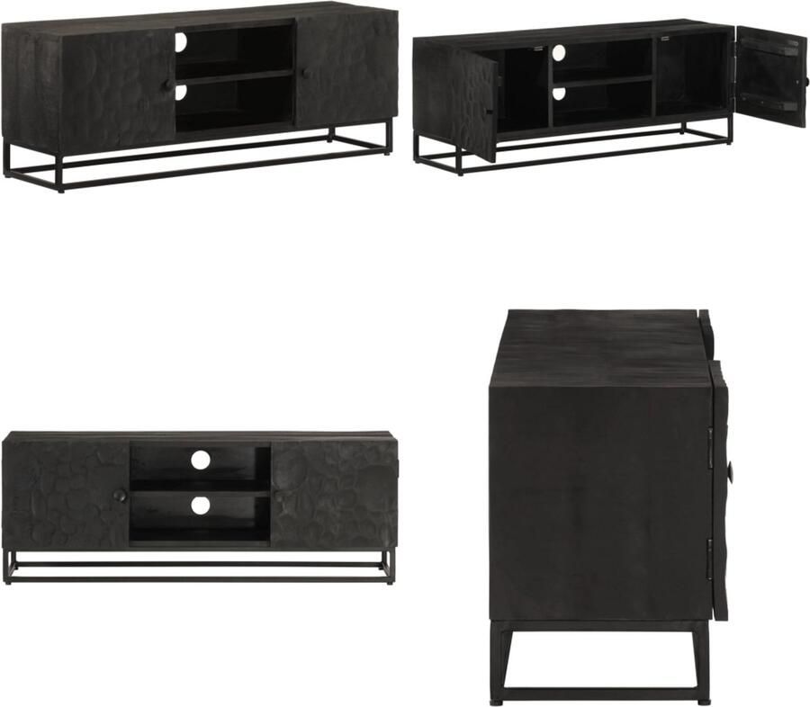 VidaXL Tv-meubel 110x30x40 cm massief mangohout en ijzer zwart Tv-meubel Tv-meubelen Tv Kast Opbergkast