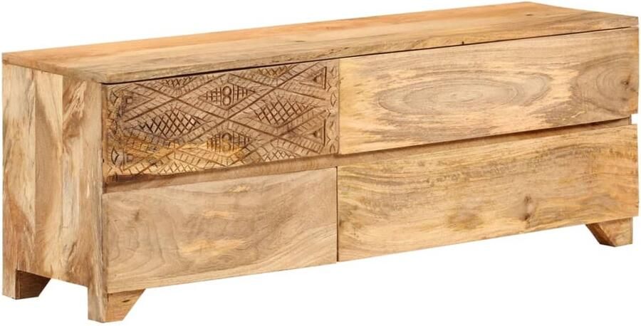 VidaXL Tv-meubel 110x30x40 cm massief mangohout Tv-meubel Houten Tv-meubel Mangohout Tv-meubel Salontafel Opbergmeubel Kastje Media Kast Livingroom Meubels - Foto 2