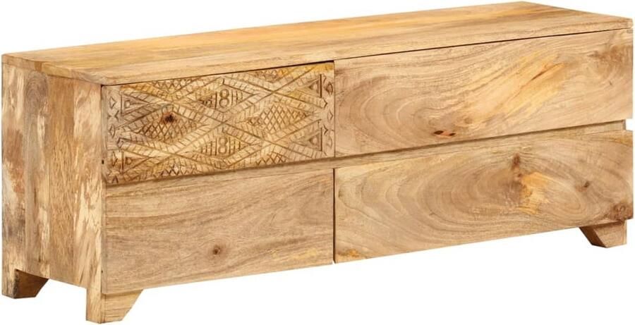 VidaXL Tv-meubel 110x30x40 cm massief mangohout Tv-meubel Houten Tv-meubel Mangohout Tv-meubel Salontafel Opbergmeubel Kastje Media Kast Livingroom Meubels