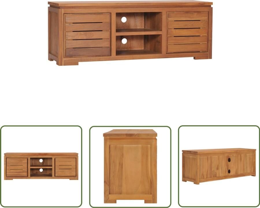 VidaXL Tv-meubel 110x30x40 cm Massief teakhout Tv-meubel Teak Meubilair Vintage Tv-stand Rustic Tv Stand Salontafel Houten Tv-kast - Foto 2