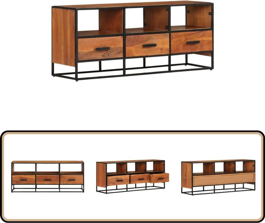 VidaXL Tv-meubel 110x30x45 cm Massief Acaciahout Televisie Tafel Salontafel Tv Meubels Hifi Kast Wooden Furniture - Foto 2
