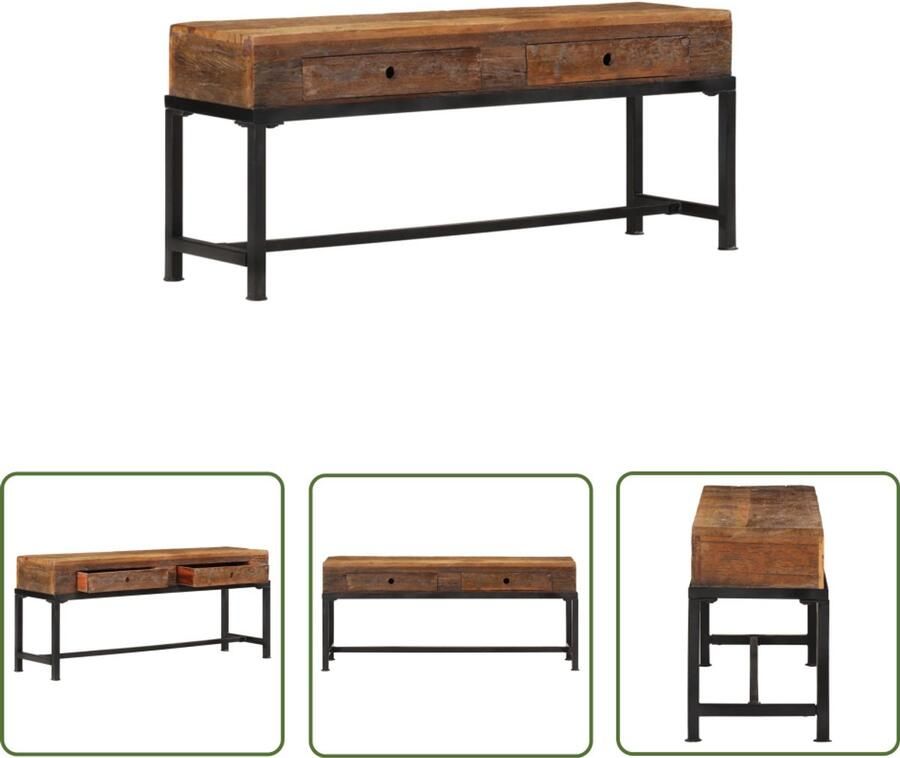 VidaXL Tv-meubel 110x30x46 cm Massief gerecycled hout Tv-meubel Houten Tv-meubel Tv Kast Meubels Woonkamer Meubilair Slaapkamer Meubilair Vintage Tv-stand Industriële Tv-tafel