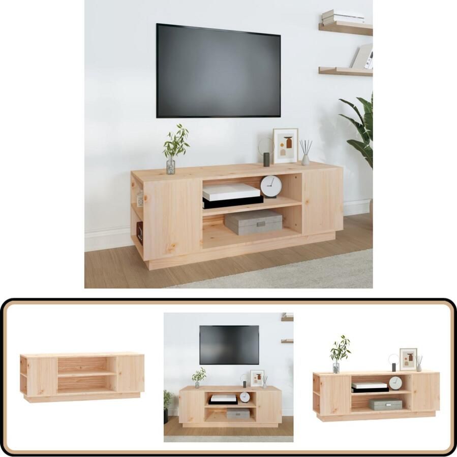 VidaXL Tv-meubel 110x35x40 5 cm Massief Grenenhout Televisie Kast Houten Tv Stand Grenoble Hout Meubels Vintage Tv Tafel Salontafel