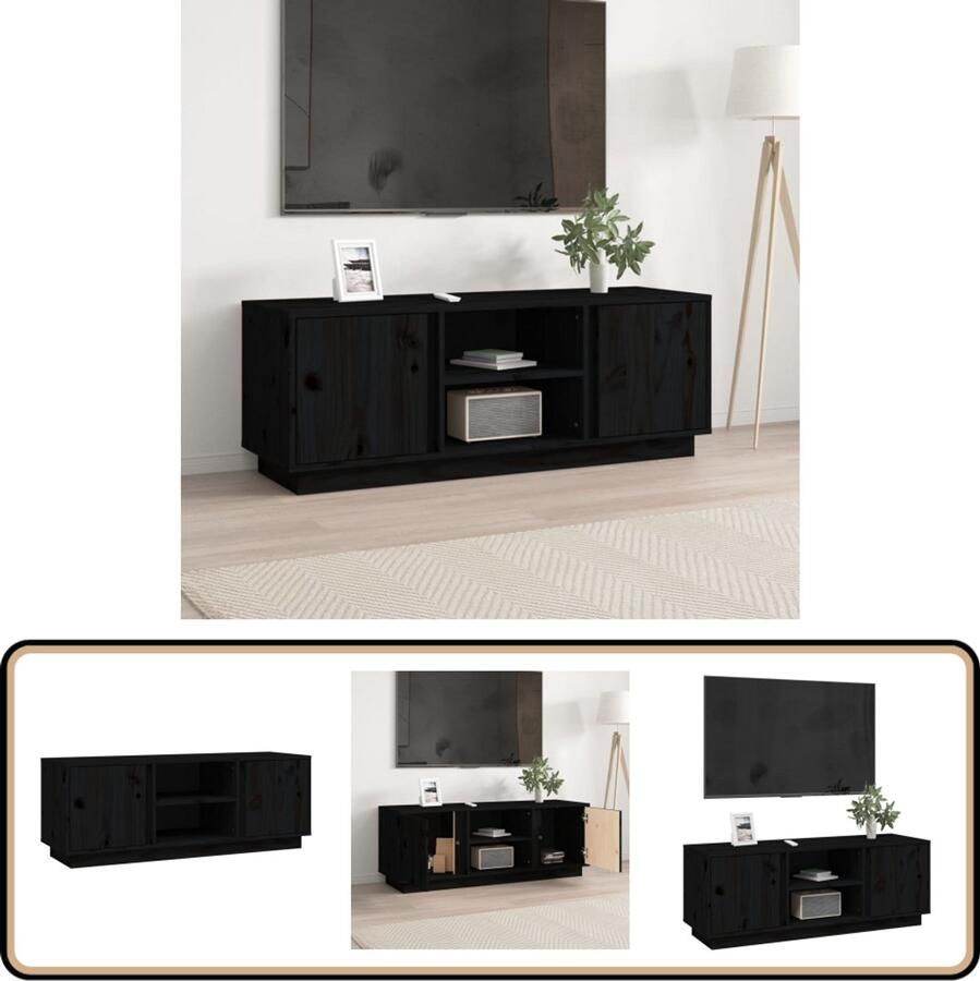 VidaXL Tv-meubel 110x35x40 5 cm Zwart Grenenhout Tv Kast Tv Meubels Houten Tv Kast Zwarte Tv Kast Grenoble Hout Salontafel Woonkamerdecoratie Opbergvakken Display Functioneel