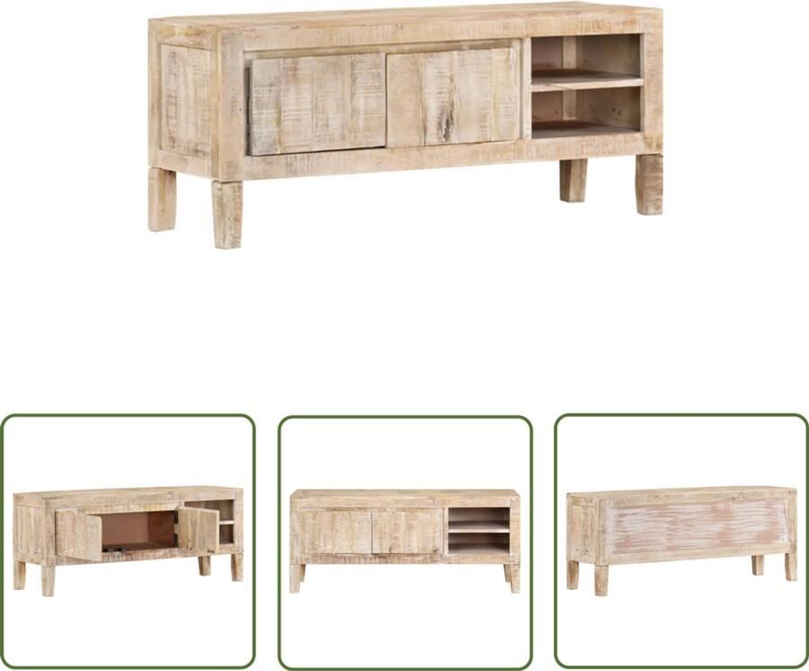 The Living Store Tv-meubel 110x35x46 cm massief mangohout Tv Kast Houten Tv Kast Mangohout Tv Kast Salontafel Mediakast