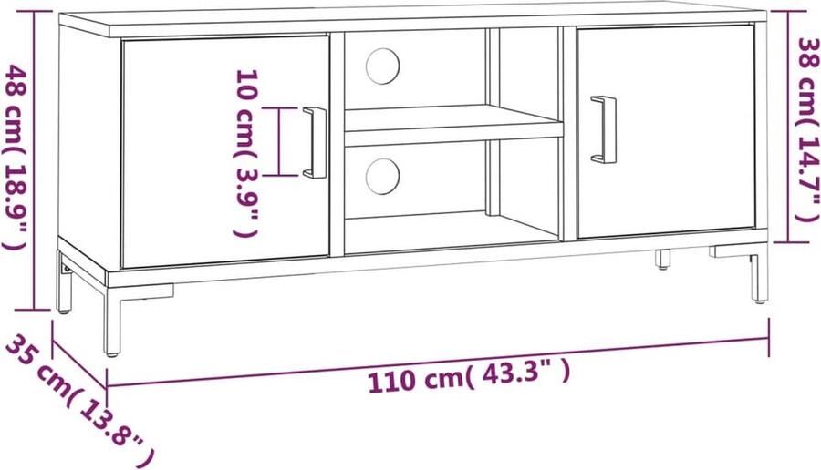 VidaXL Tv-meubel 110x35x48 cm gerecycled massief grenenhout zwart Tv Kast Tv Meubel Hifi Meubel Hifi Kast