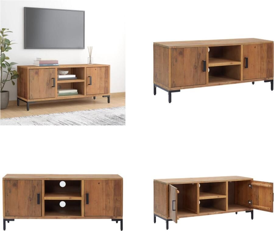 VidaXL Tv-meubel 110x35x48 cm gerecycled massief grenenhout bruin Tv Kast Tv Meubel Hifi Meubel Hifi Kast