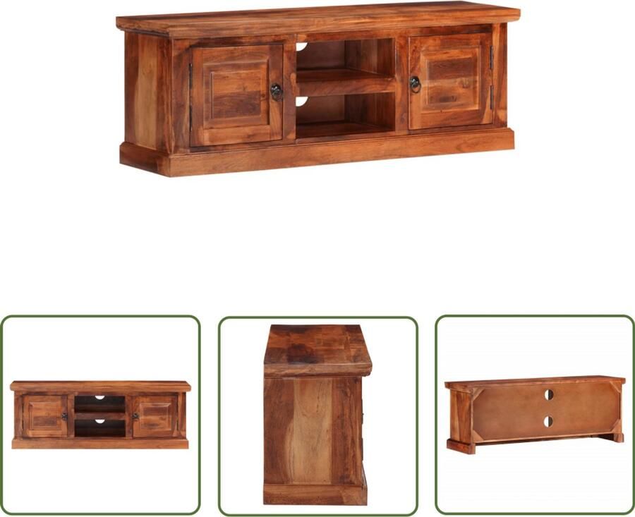 VidaXL Tv-meubel 112x30x40 cm Massief Acaciahout Tv Kast Acacia Hout Tv Meubels Salontafel Honingkleurig Bruine Tv Kast Vintage Tv Kast Design Tv Kast Tv Dressoir Opbergkast Livingroom Furniture