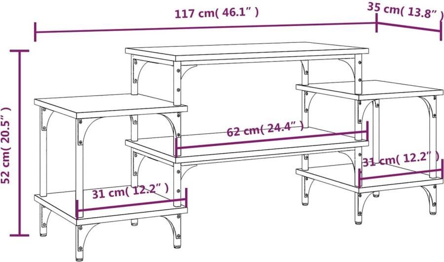 VidaXL -Tv-meubel-117x35x52-cm-bewerkt-hout-bruineikenkleurig - Foto 2