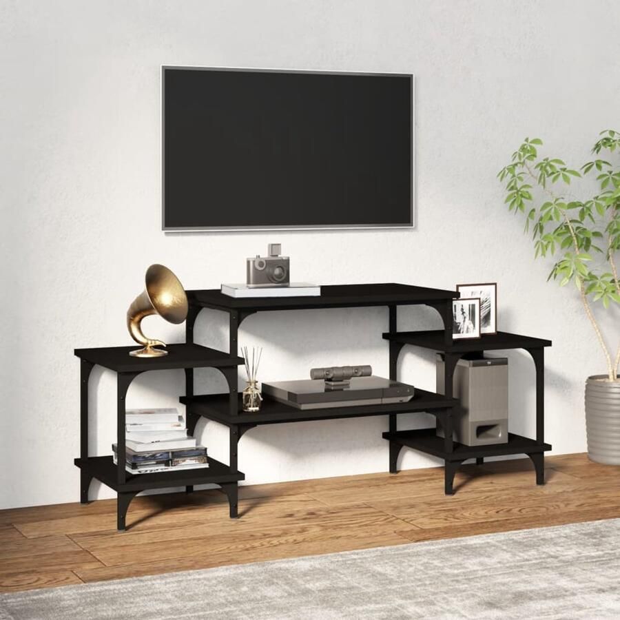 VidaXL Tv-meubel 117x35x52 cm Bewerkt hout Zwart Tv Meubel Kast Voor Tv Houten Tv Stand Zwarte Tv Tafel Media Kast