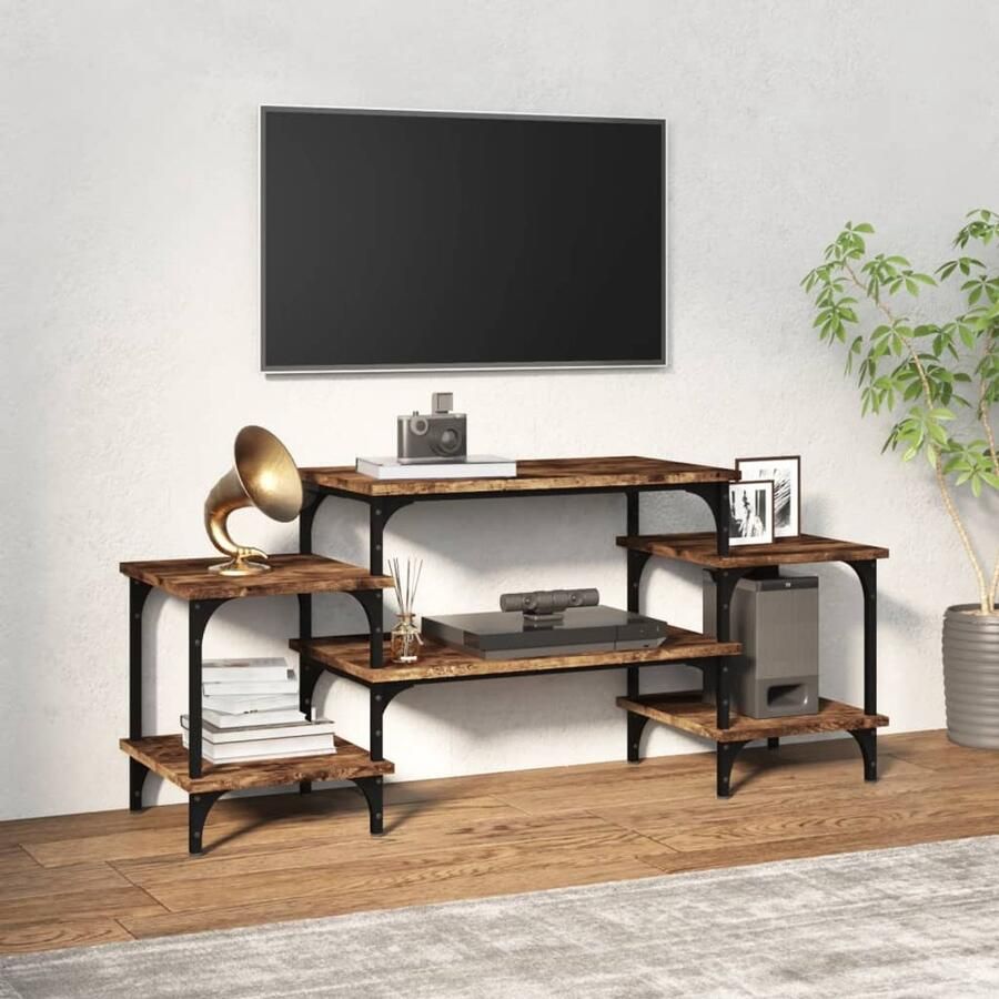 VidaXL Tv-meubel 117x35x52 cm Gerookt eiken Tv Meubel Kast Houten Tv Stand Industrieel Tv Meubel Bruine Tv Kast