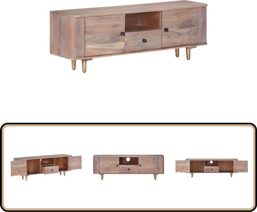 VidaXL Tv-meubel 118x30x40 cm Massief Acaciahout Tv-meubel Industriele Stijl Acacia Hout Bruin Vintage Meubilair