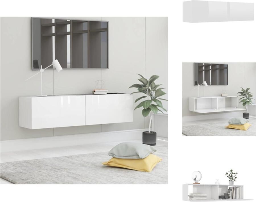 VidaXL Tv-meubel Tv-meubels Tv-meubelen Tv-meubilair Tv-meubel 120x30x30 cm bewerkt hout hoogglans wit