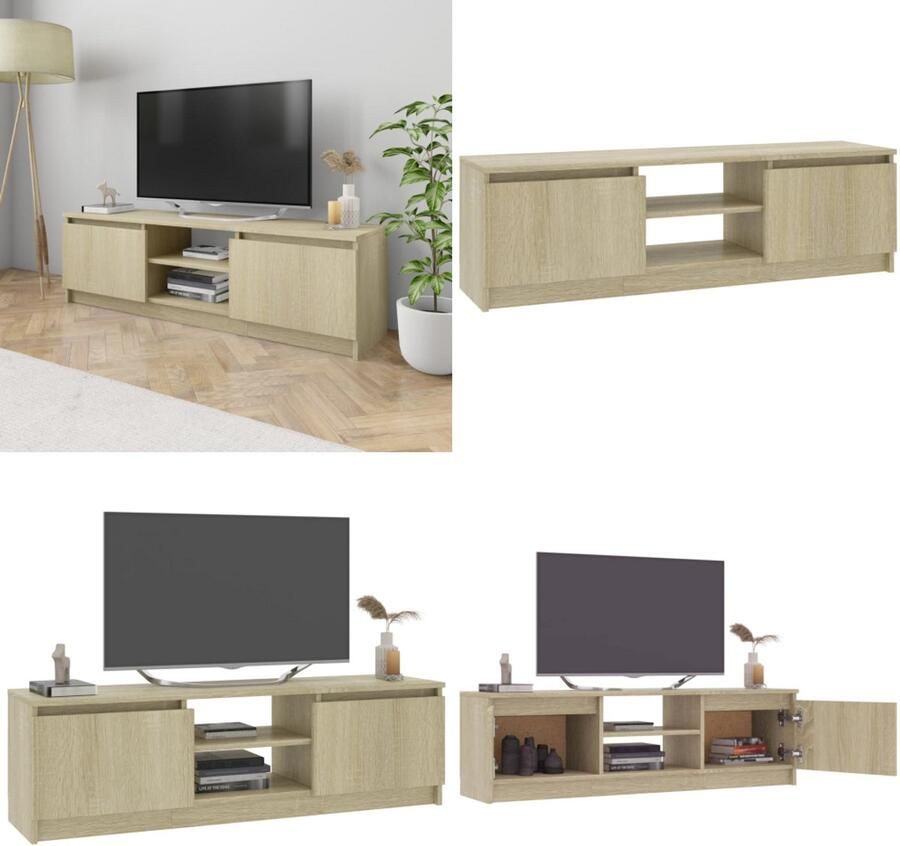 VidaXL Tv-meubel 120x30x35 5 cm bewerkt hout sonoma eikenkleurig Tv-meubel Tv-meubels Tv-meubelen Tv-meubilair