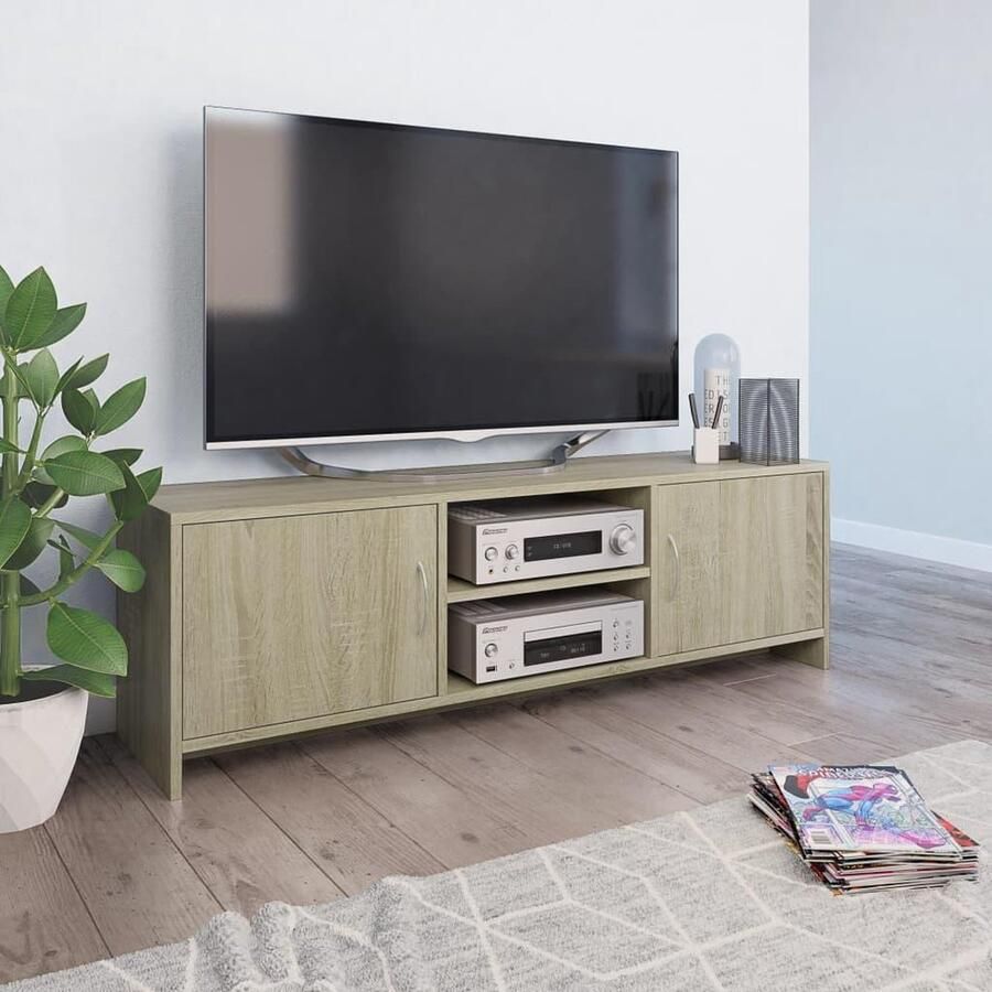 VidaXL -Tv-meubel-120x30x37 5-cm-bewerkt-hout-sonoma-eikenkleurig
