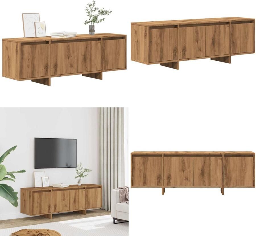 VidaXL Tv-meubel 120x30x40 5 cm bewerkt hout artisanaal eikenkleurig Tv-kast Tv-kasten Tv-standaard Wandtafel