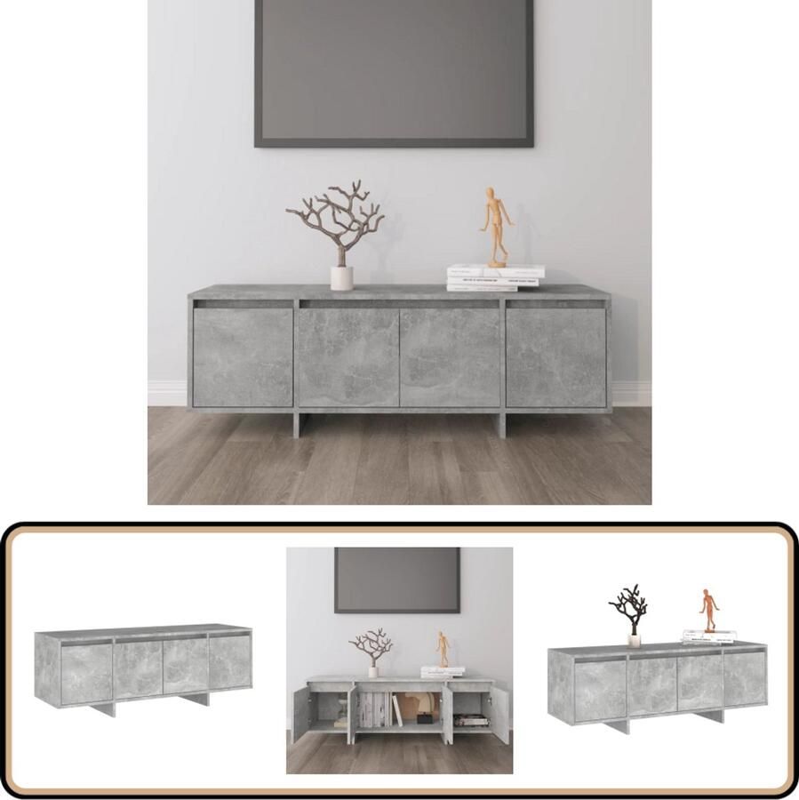 VidaXL Tv-meubel 120x30x40 5 cm Bewerkt hout Grijs Televisiekast Tv Meubilair Tv Stand Houten Tv Kast Grijze Tv Kast Media Kast Living Room Furniture Interieur Design Decoratie