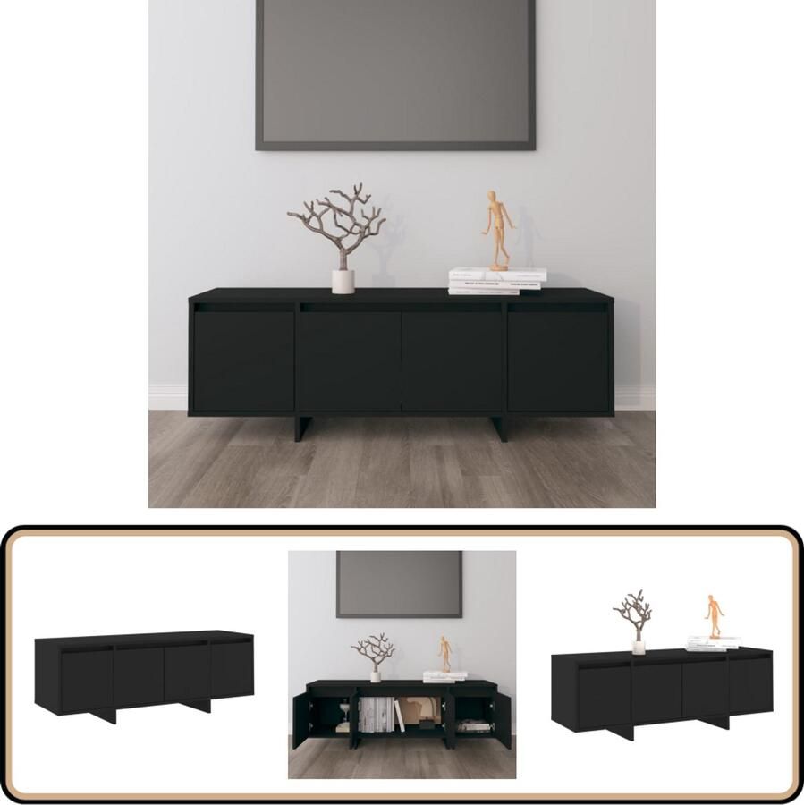 VidaXL Tv-meubel 120x30x40 5 cm Bewerkt hout Zwart Televisiemeubilair Tv-kast Tv Stand Houten Meubilair Zwarte Meubelen