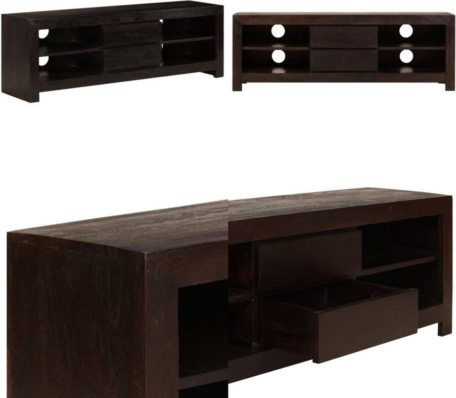 VidaXL Tv-meubel 120x30x40 cm massief acaciahout donkerbruin Tv-meubel Tv-meubelen Tv-meubels Tv-meubilair