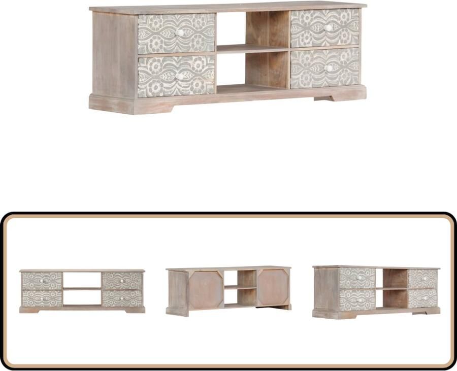 VidaXL Tv-meubel 120x30x40 cm Massief Acaciahout Tv Meubels Houten Tv Stand Acacia Tv Kast Vintage Tv Tafel Media Kast