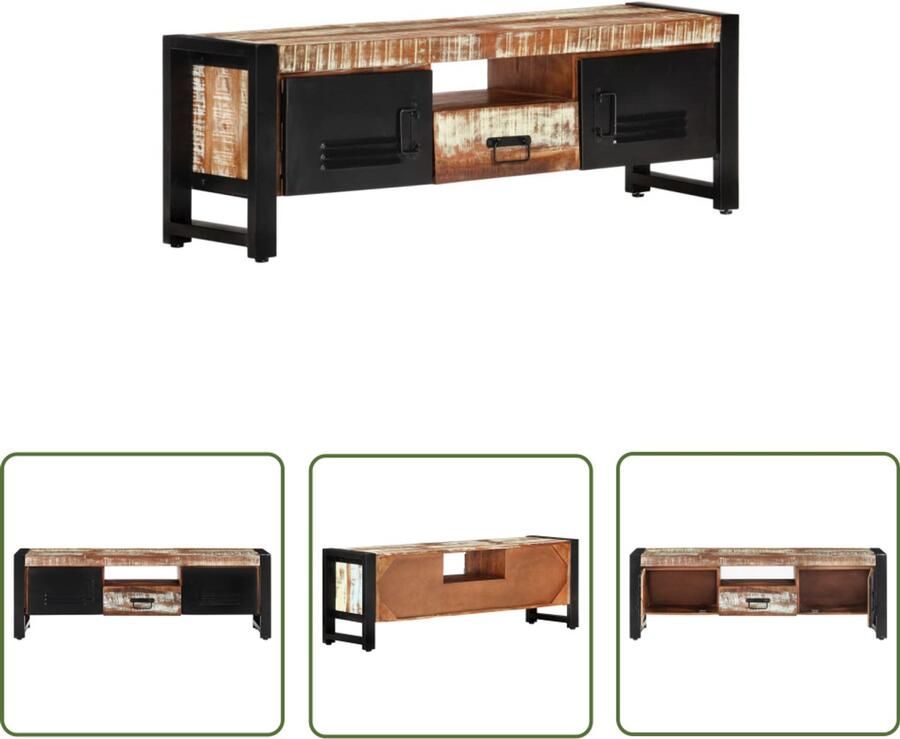 VidaXL Tv-meubel 120x30x40 cm Massief gerecycled hout TV-meubel Industrieel Design Gerecycled Hout Vintage Kast Salontafel Opbergkast Televisiebank