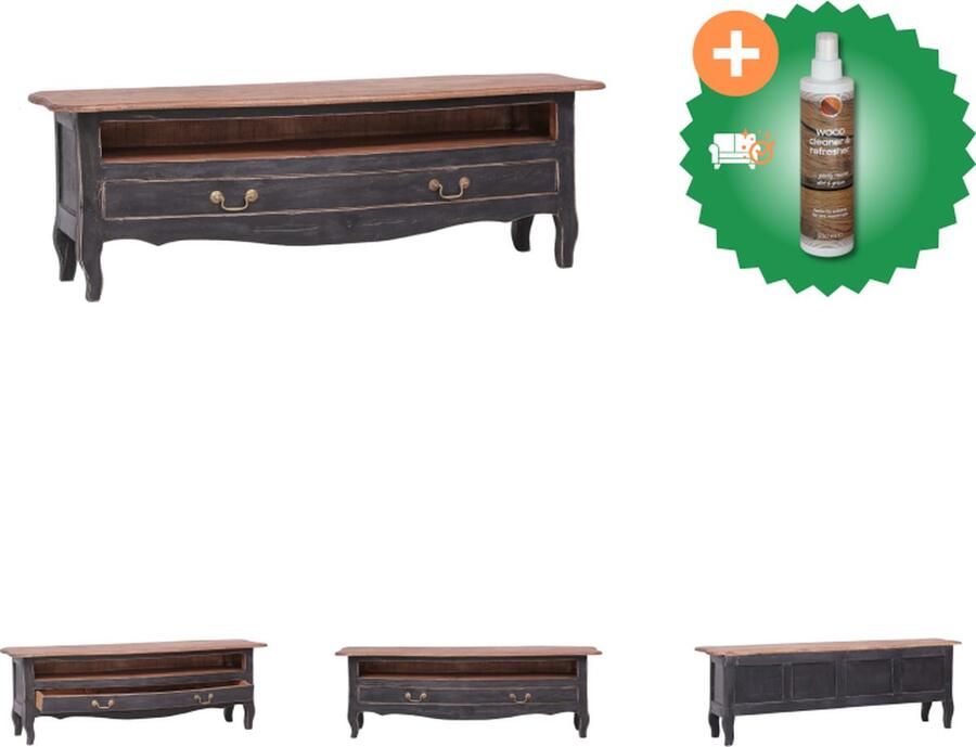 VidaXL Tv-meubel 120x30x40 cm massief gerecycled hout zwart Kast Inclusief Houtreiniger en verfrisser